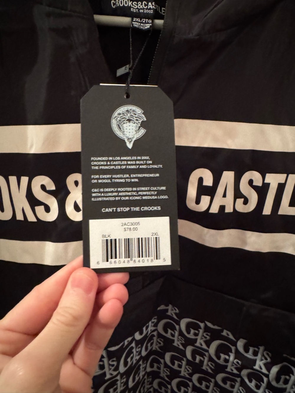 Crooks & Castles Lux Monogram half-zip windbreaker jacket - Picture 3 of 4